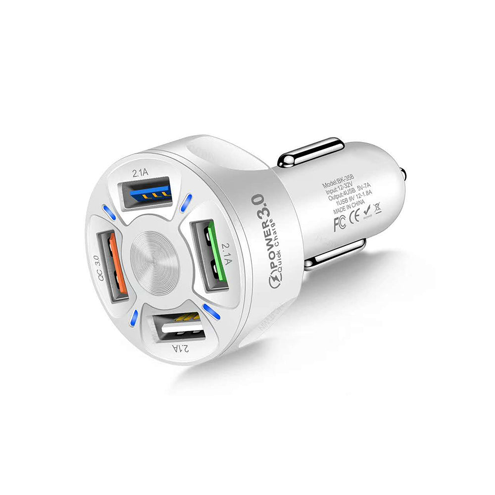 4 USB Port Fast Charging Car Charger Adapter