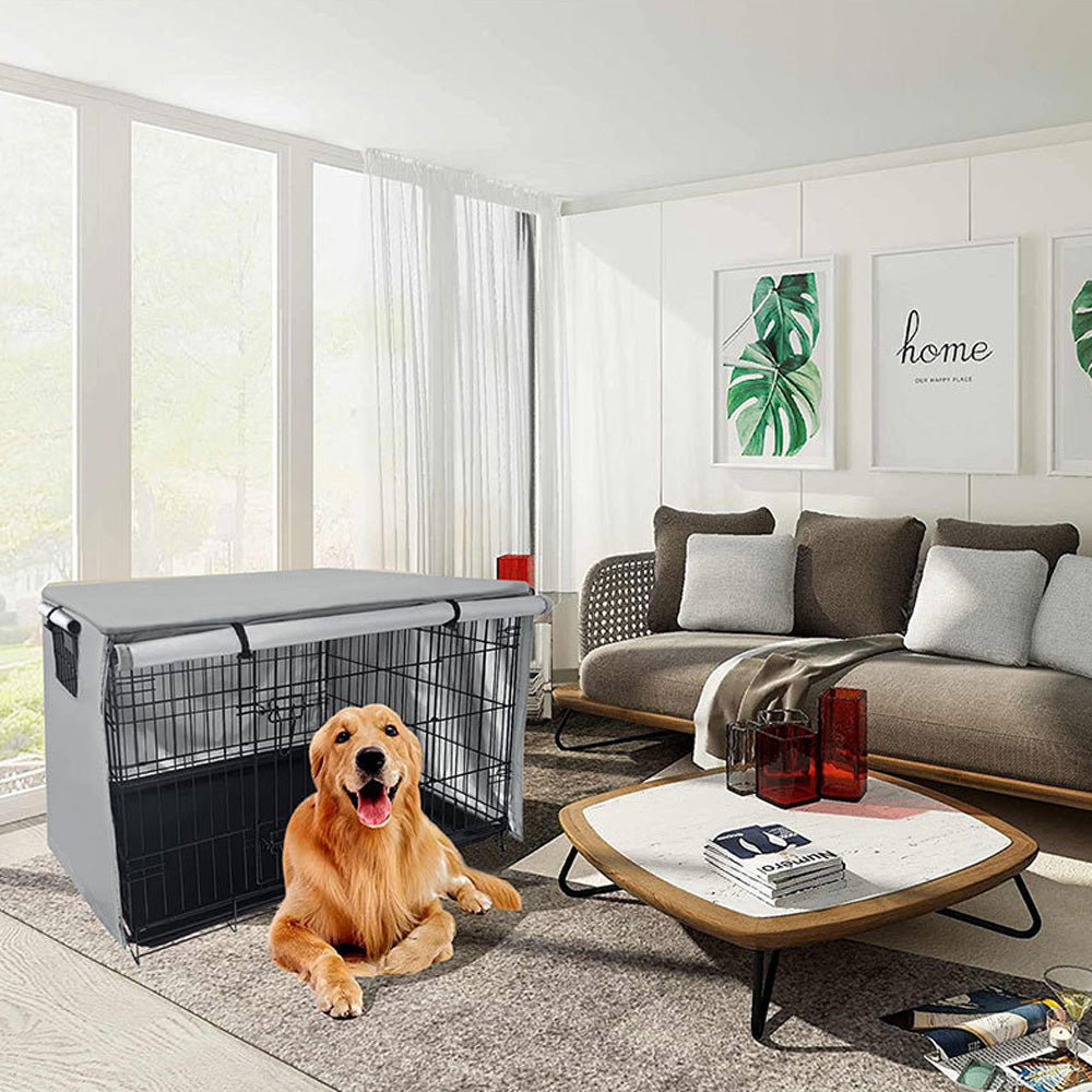 Pecopcock Dogs Crate Cover Privacy Windproof Security for Dog Pet-Grey
