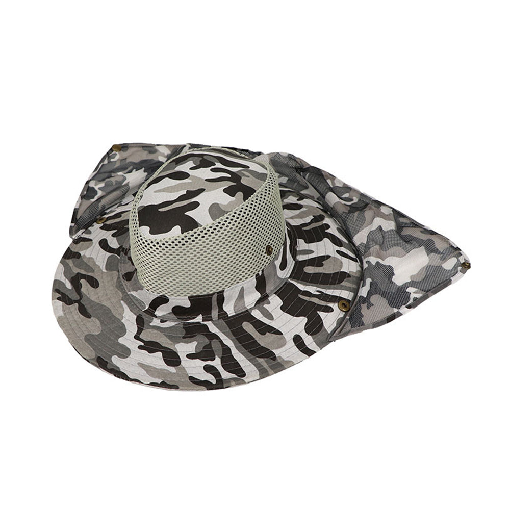 Adult Wide Brim Breathable Mesh Mountaineering Fishing Cap with Neck Flap