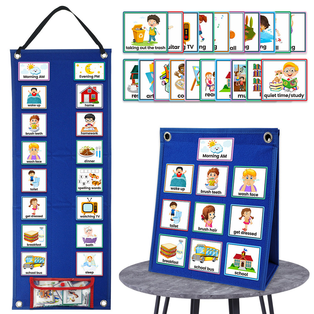 2-in-1 Kid Visual Behavioral Schedule Calendar Chart