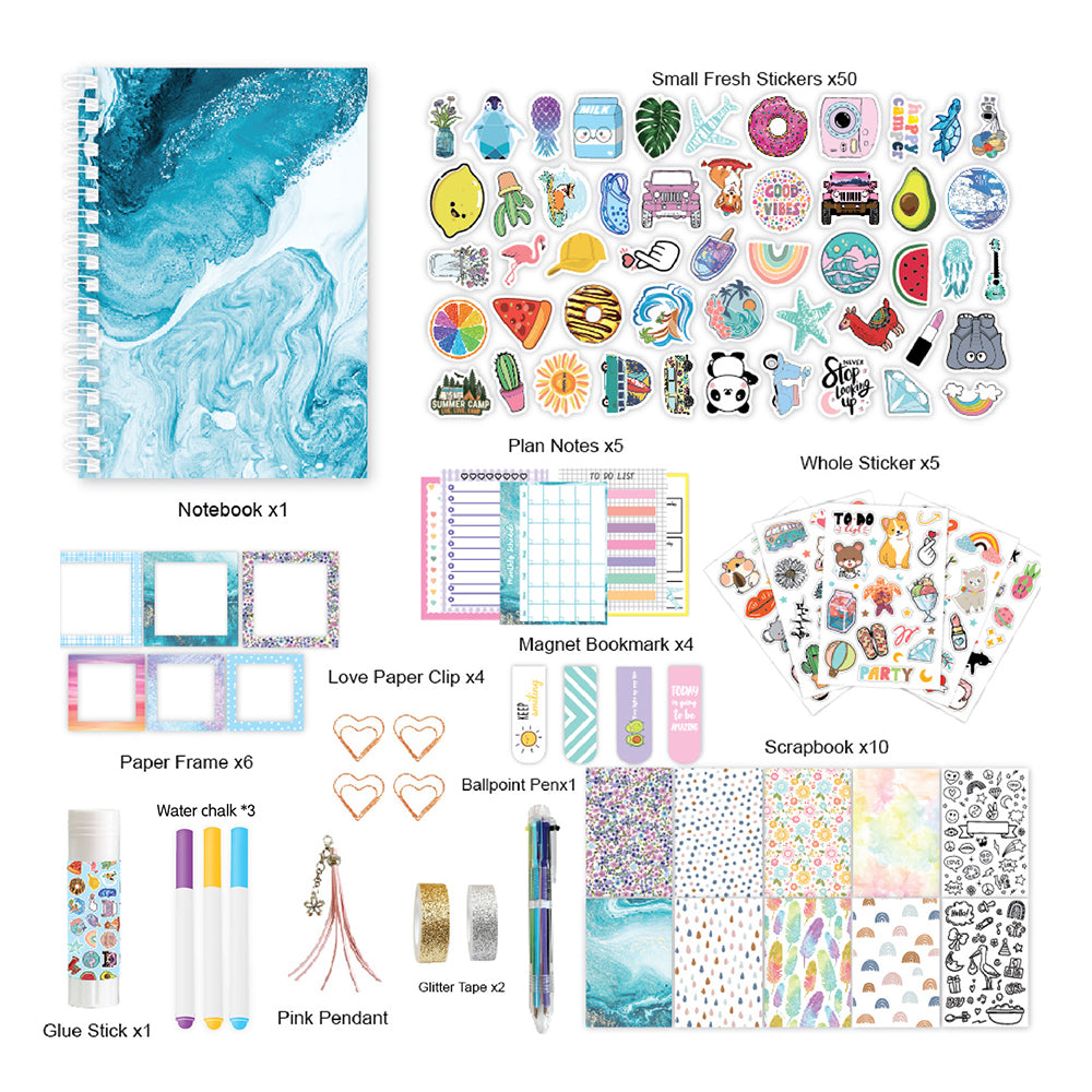DIY Journal Kit with Scrapbooking Supplies Stickers-Waves