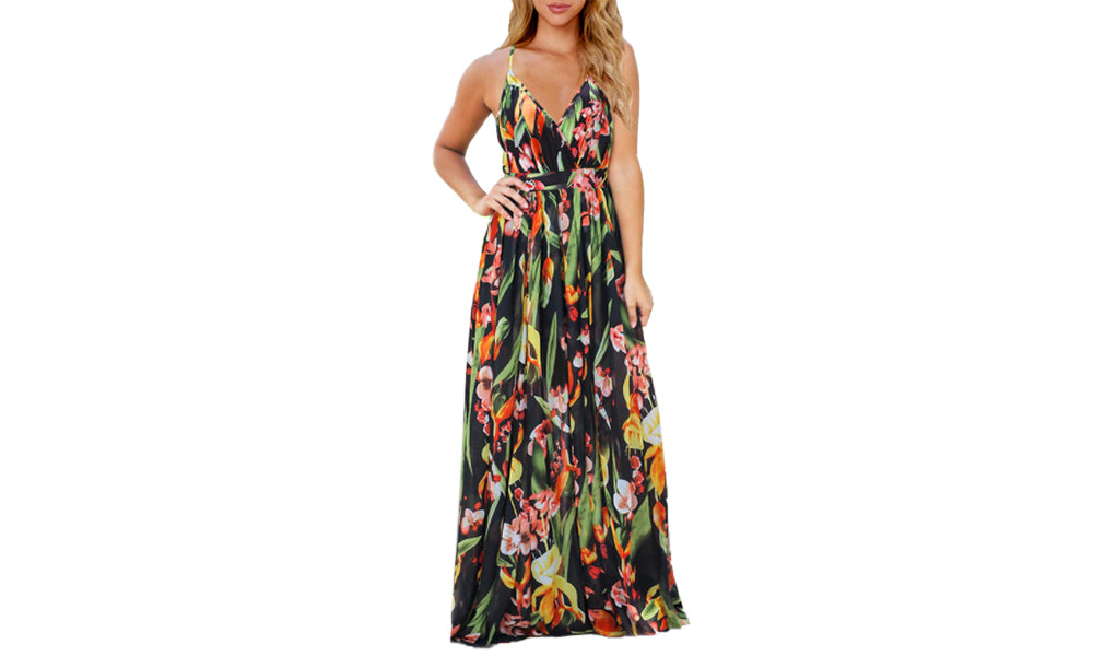 Floral Spaghetti Straps Maxi Dress