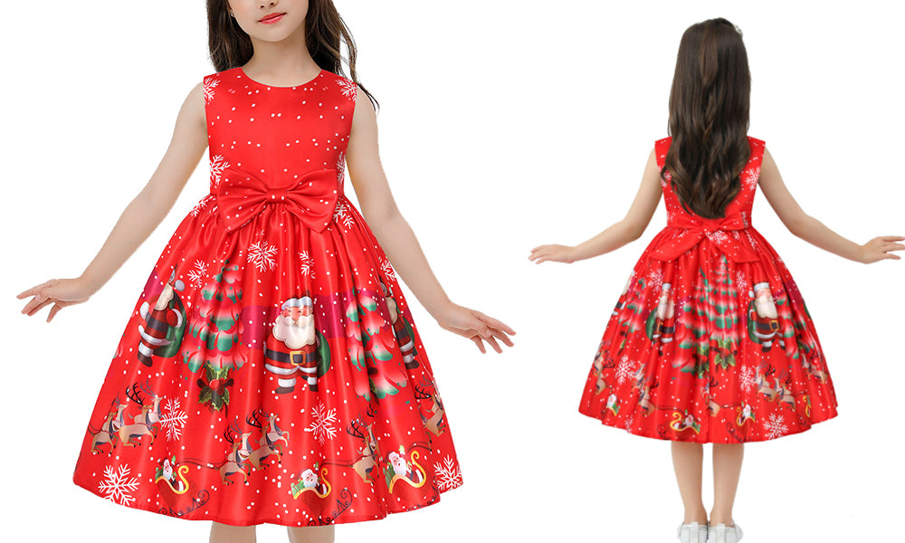 Girls' Sleeveless Christmas Dresses