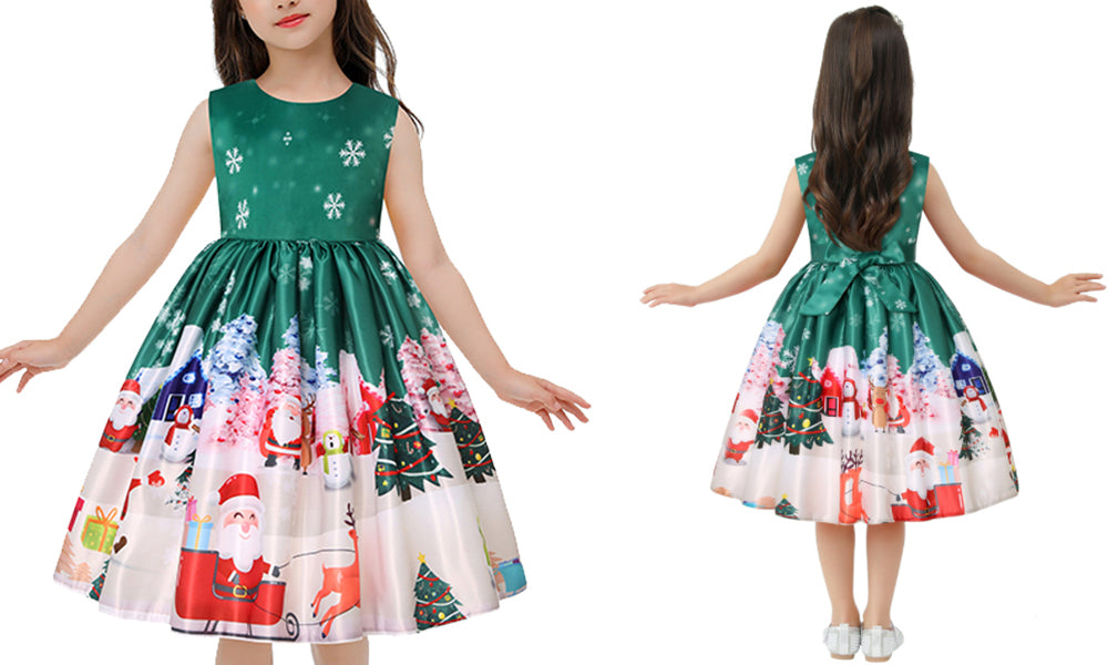 Girls' Sleeveless Christmas Dresses