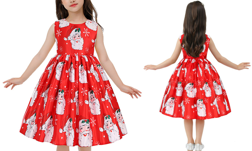 Girls' Sleeveless Christmas Dresses