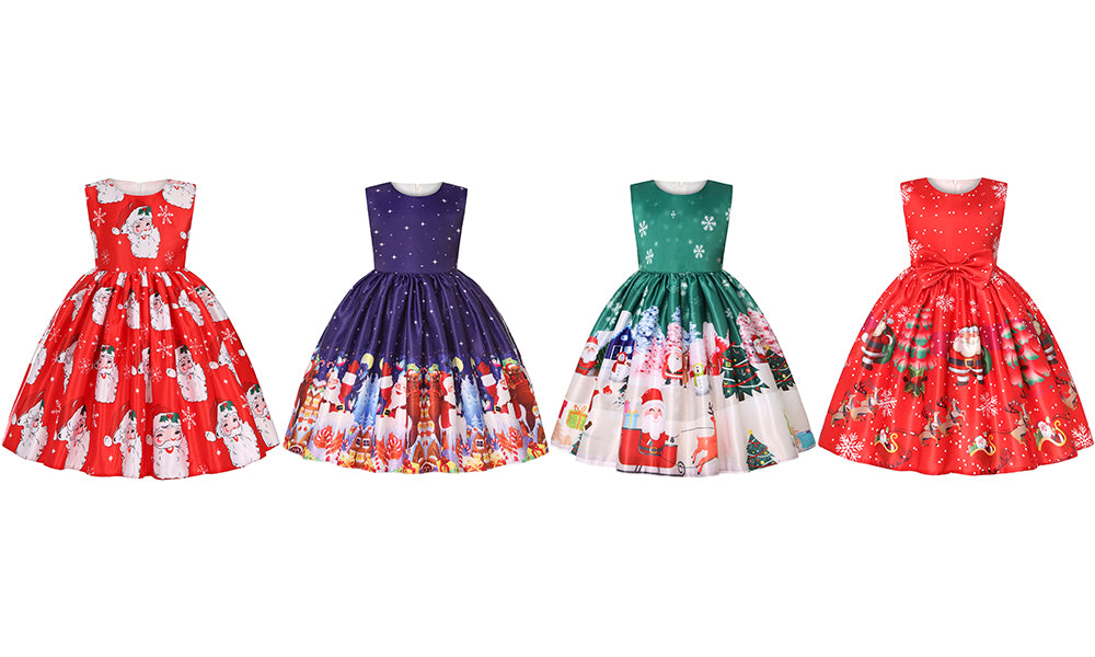 Girls' Sleeveless Christmas Dresses