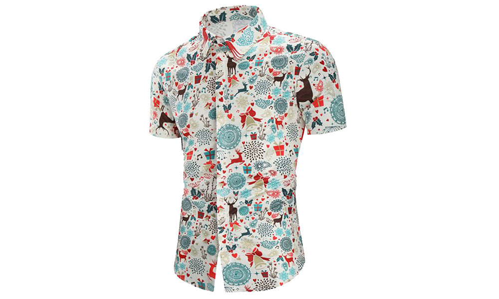 Men's Christmas Button Down Shirt-Apricot