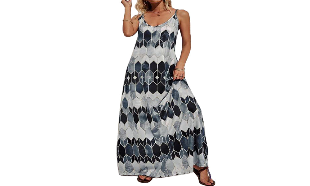 Spaghetti Straps Printed Maxi Dress