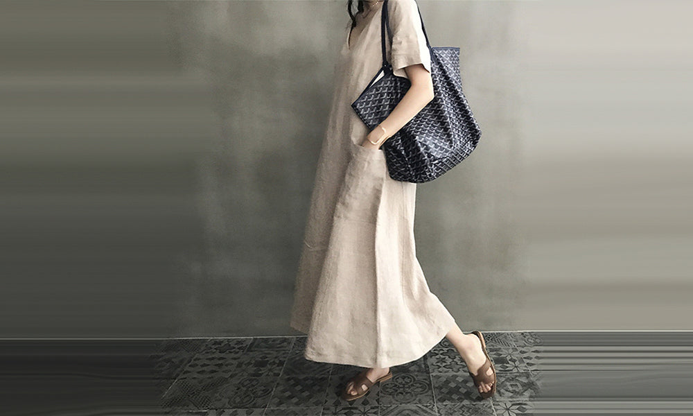 Cotton V-Neck Midi Dress