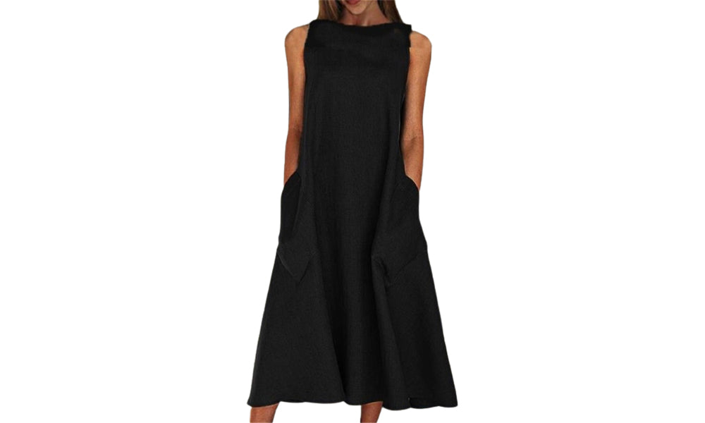 Straight Neck A-Line Maxi Dress