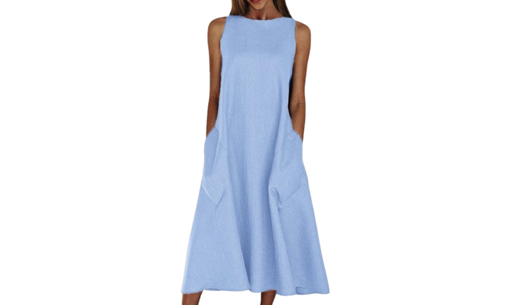 Straight Neck A-Line Maxi Dress