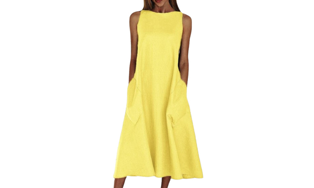 Straight Neck A-Line Maxi Dress