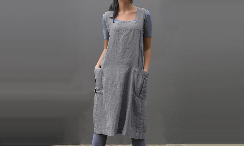 Cotton Linen Apron Dress