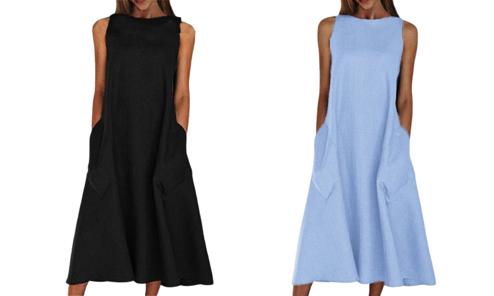 Straight Neck A-Line Maxi Dress