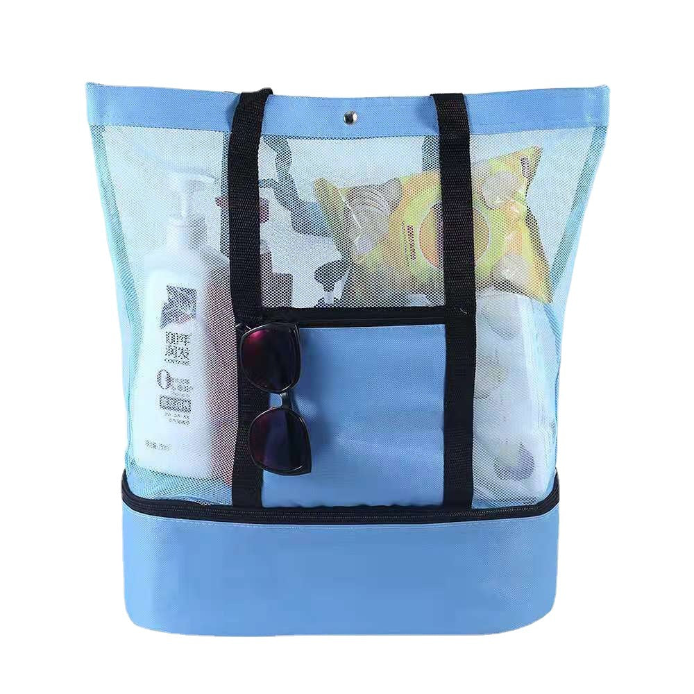 Beach Bag with Insulated Cooler Blue