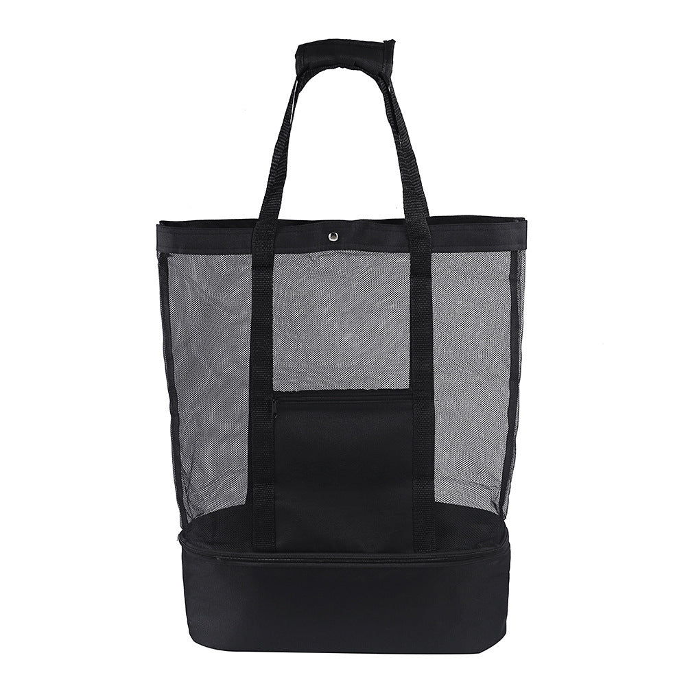 Beach Bag with Insulated Cooler Black