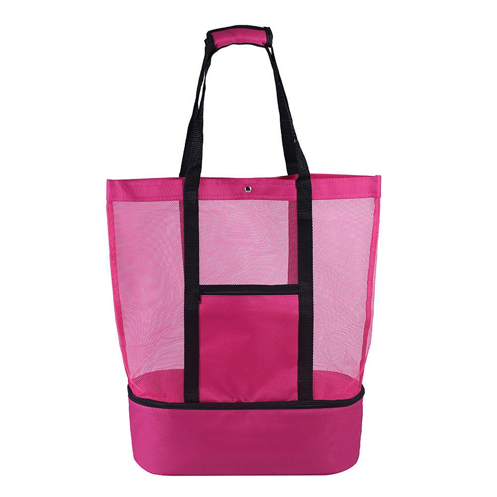Beach Bag with Insulated Cooler Red