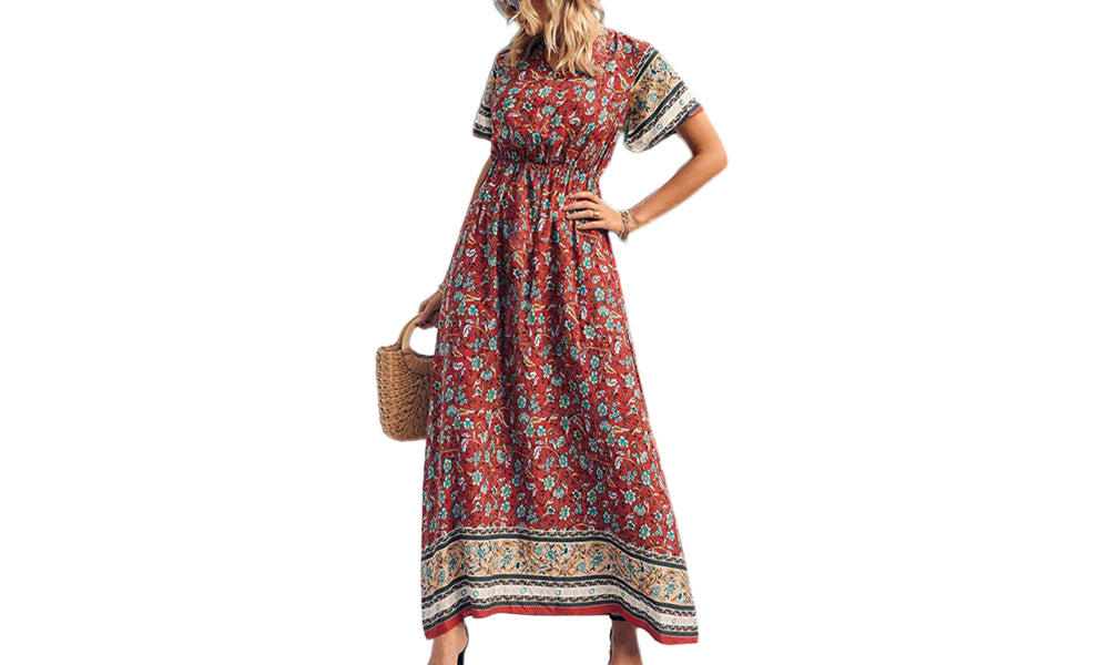 Floral Short Sleeve Maxi Dress