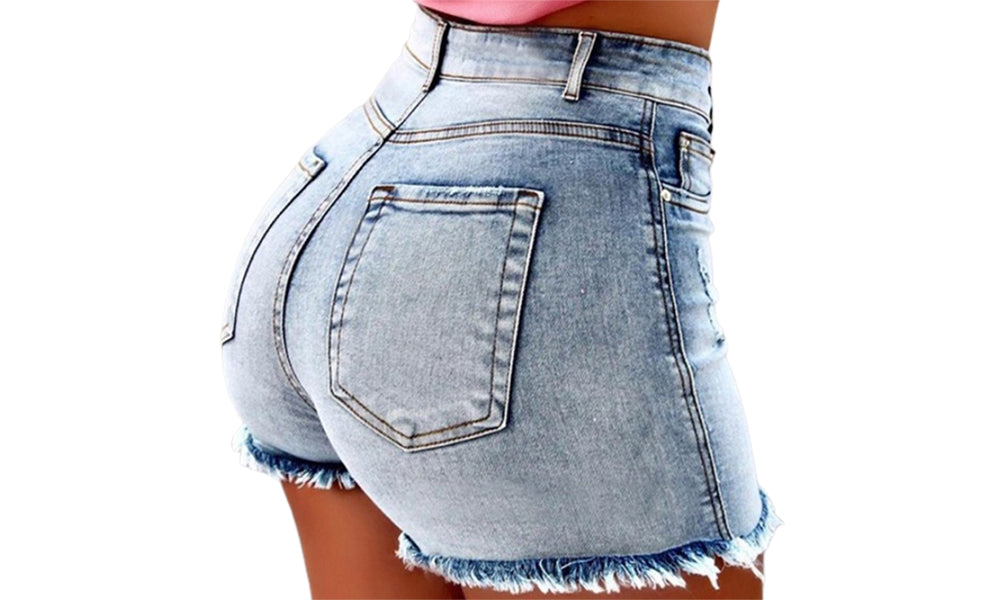 Women Stretch High Waist Denim Shorts