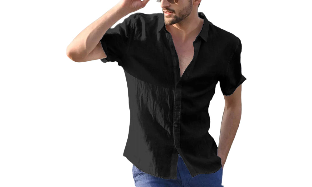 Men's Lightweight Cotton Short Sleeve Shirt Black