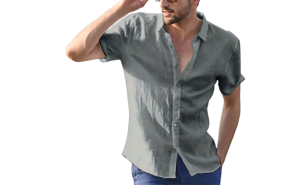 Men's Lightweight Cotton Short Sleeve Shirt Gray