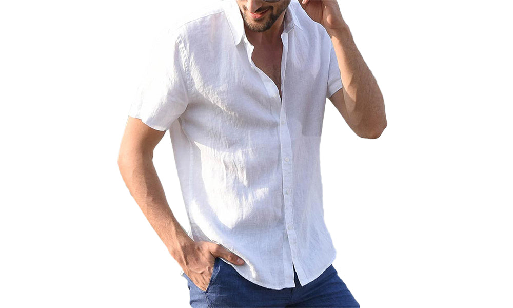 Men's Lightweight Cotton Short Sleeve Shirt White