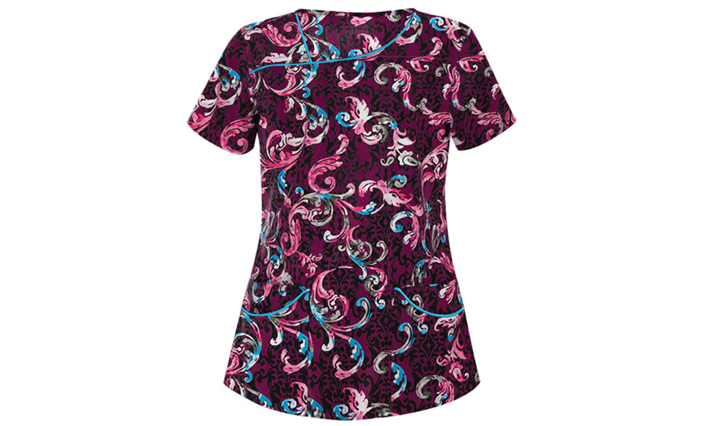 Women Causal Printed Top Short Sleeve Shirts Top with Pocket