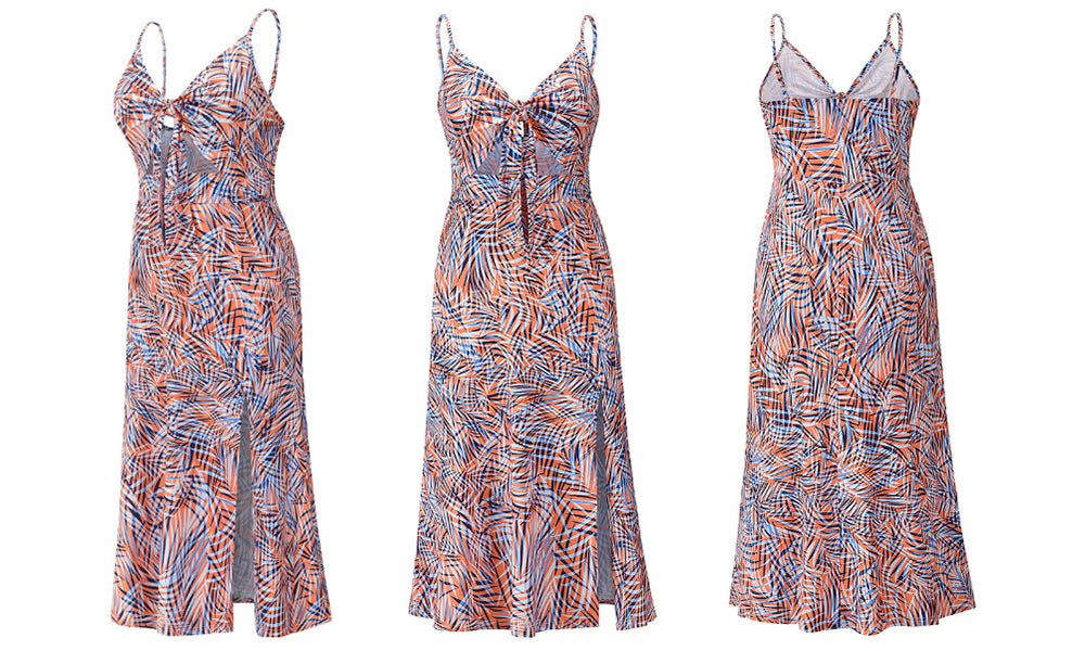 Bow Tie Front Cut Out Midi Dress