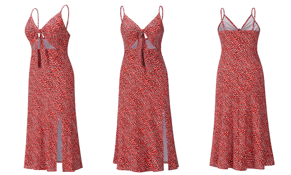 Bow Tie Front Cut Out Midi Dress