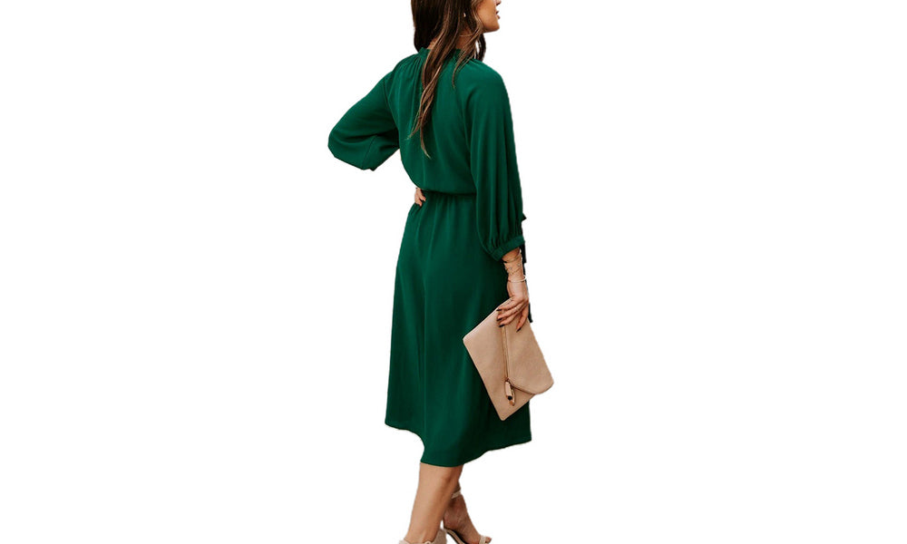 Women's Elegant High Neck Midi Dress