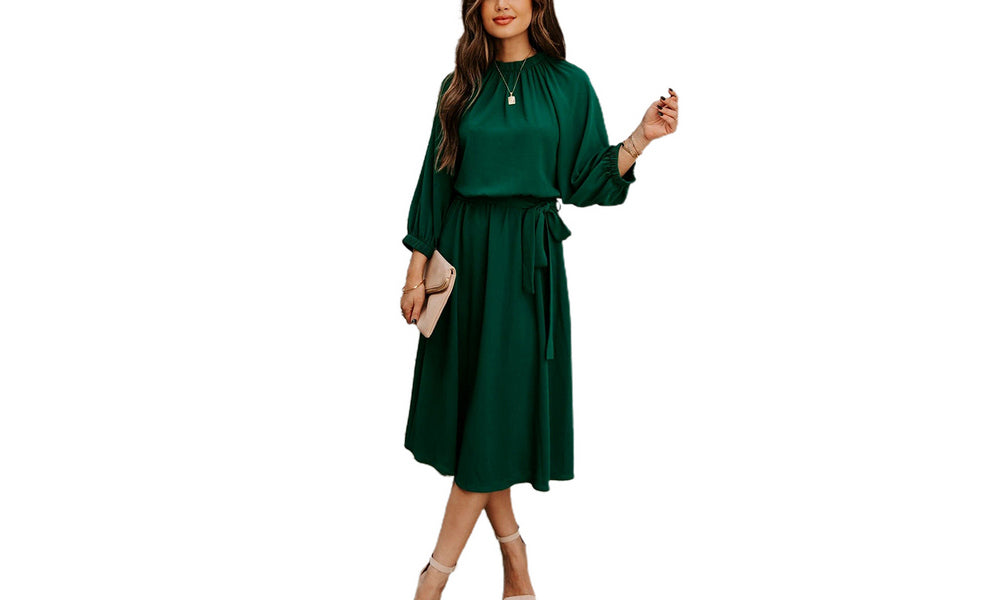 Women's Elegant High Neck Midi Dress