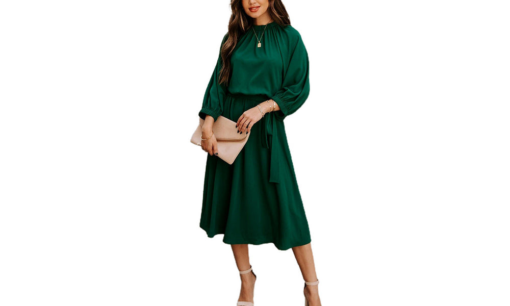 Women's Elegant High Neck Midi Dress
