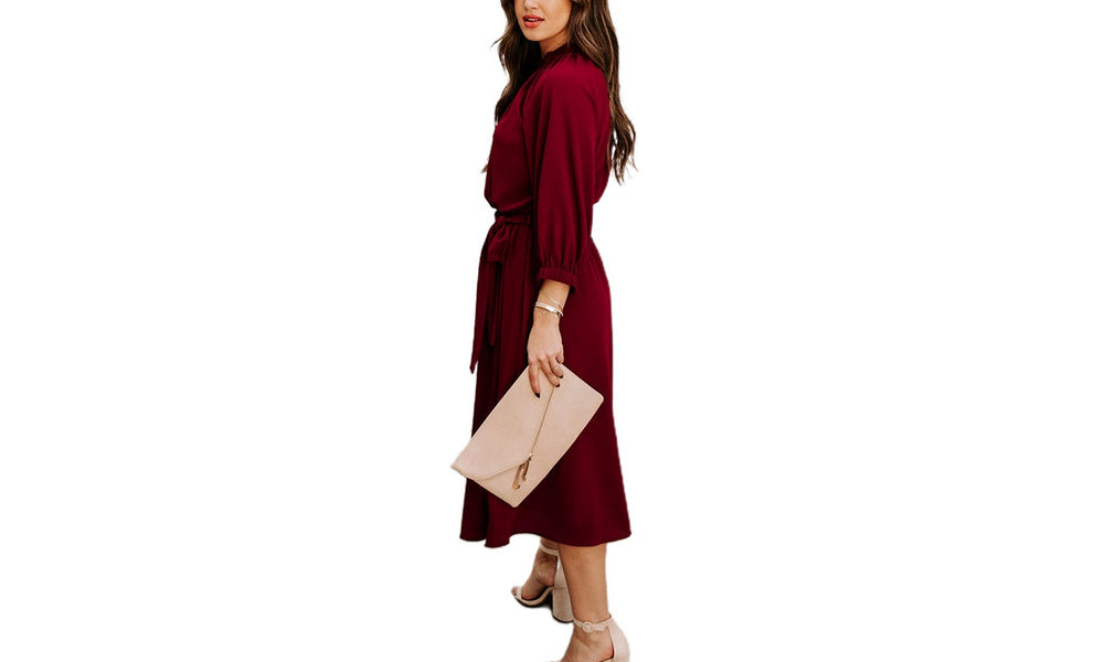 Women's Elegant High Neck Midi Dress