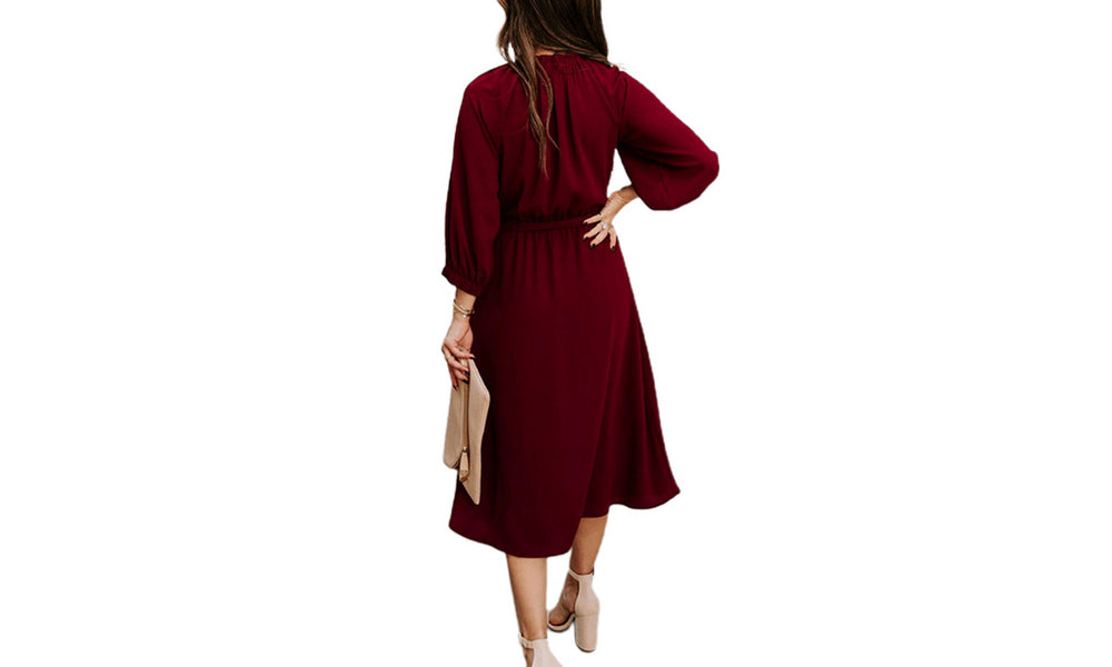 Women's Elegant High Neck Midi Dress