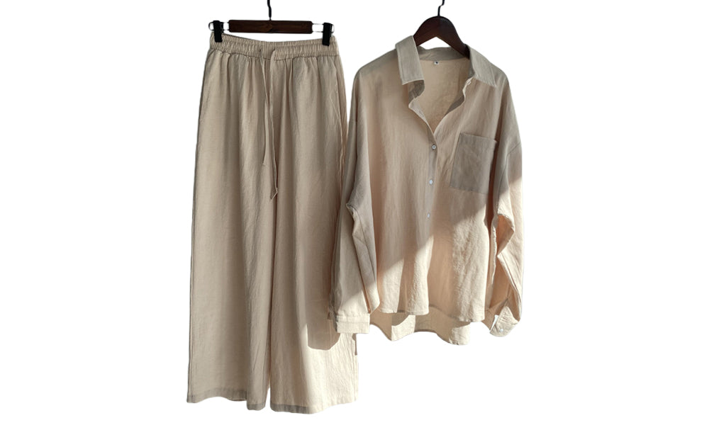 Women Cotton-Linen Loungewear Set