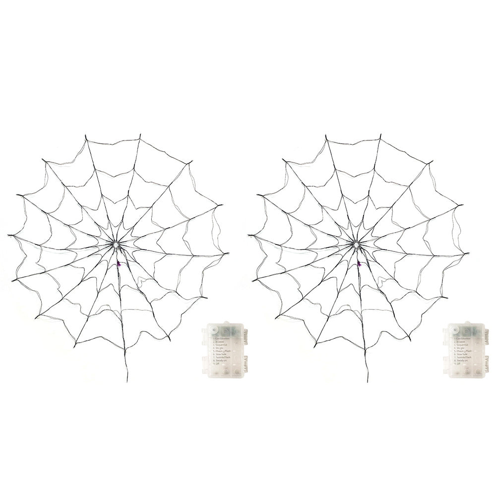 2Pcs Halloween Led Spider Web Light