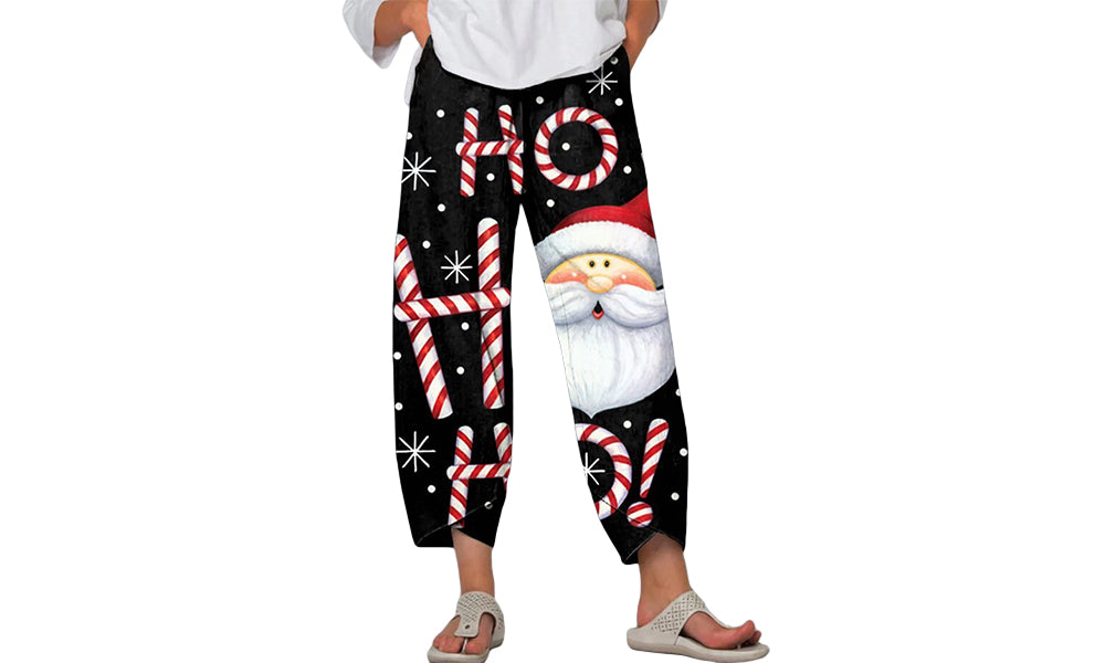 Women Christmas Relaxed Cropped Pants