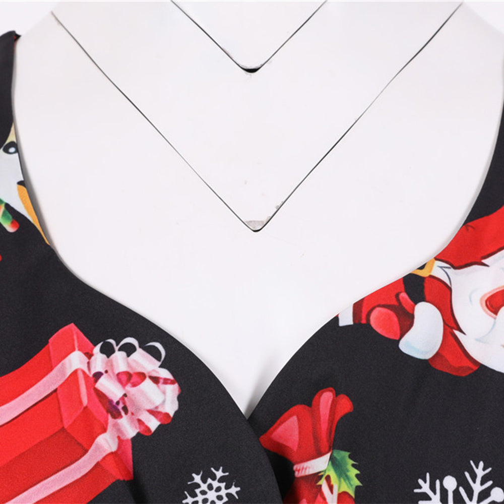 Women's Christmas Summer Short Sleeve Xmas A-Line Dress