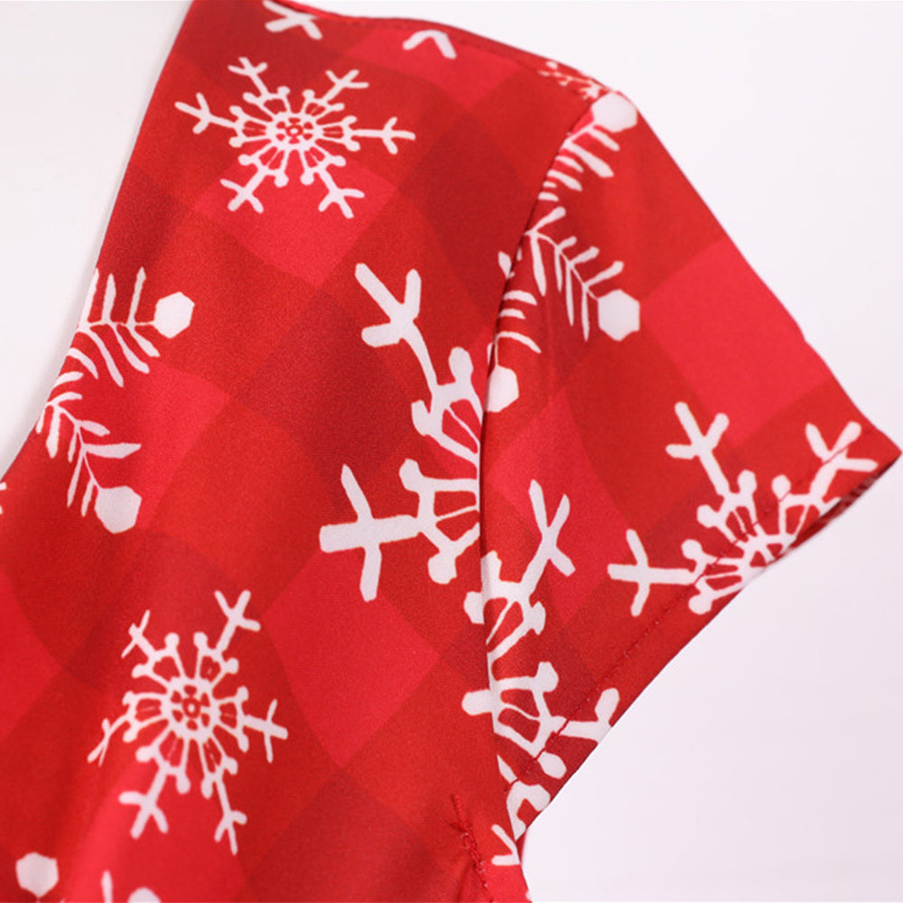 Women's Christmas Summer Short Sleeve Xmas A-Line Dress