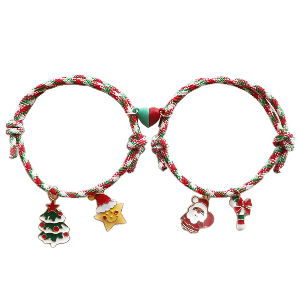 2pcs Christmas Magnetic Couple Bracelets for Women Men