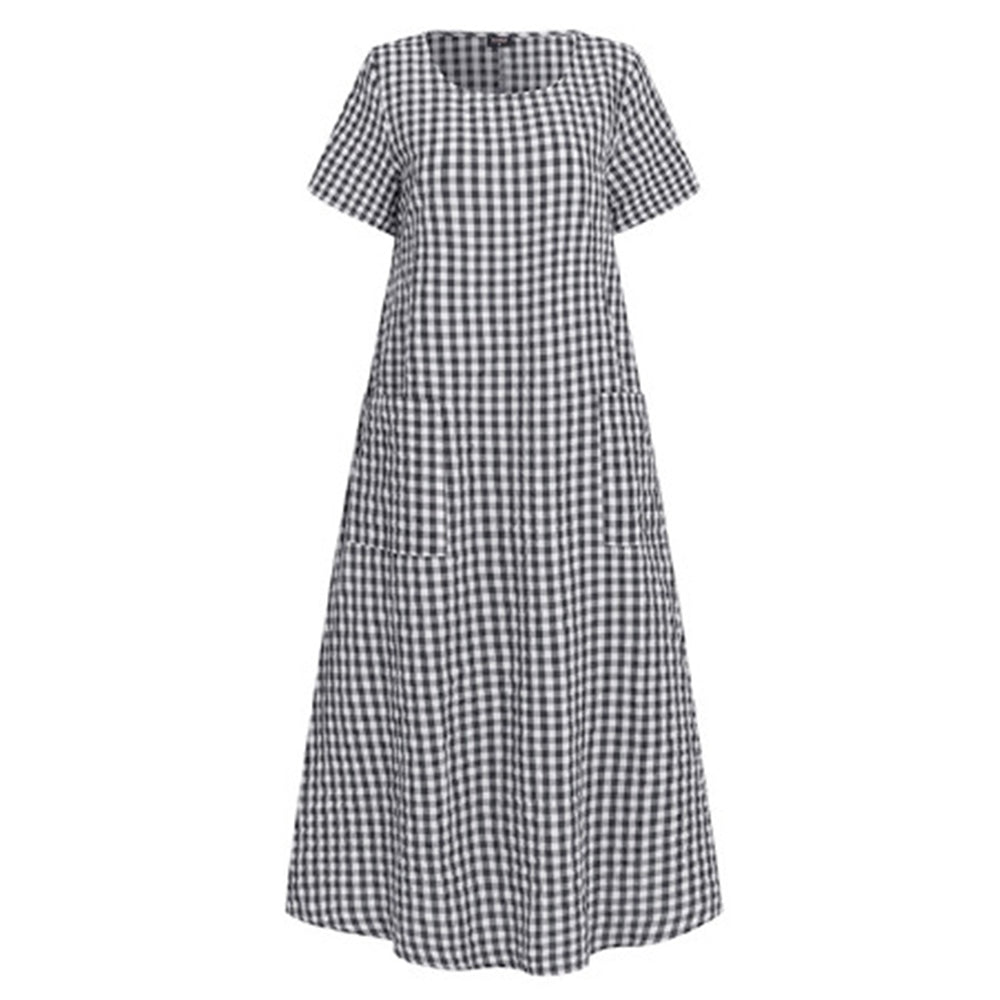 Women's Plaid Print Long Maxi Dress
