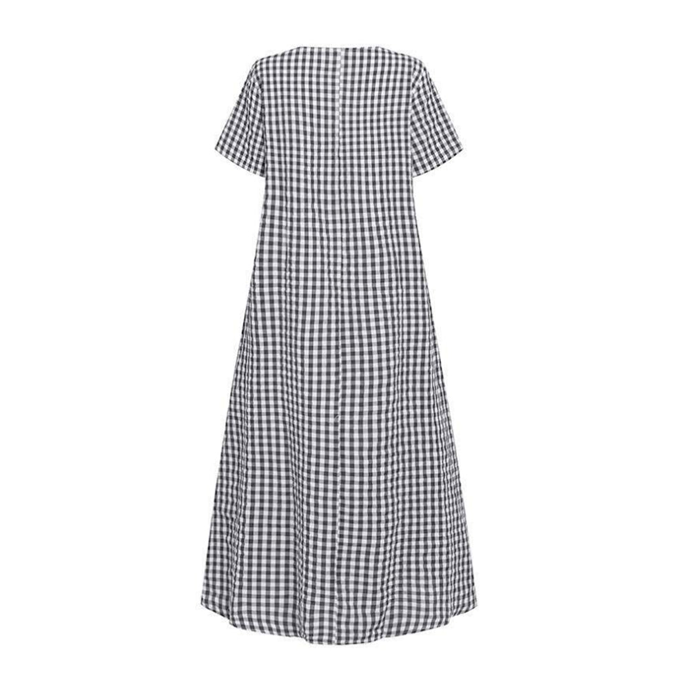 Women's Plaid Print Long Maxi Dress