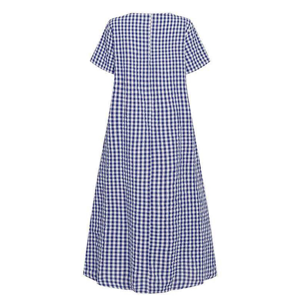 Women's Plaid Print Long Maxi Dress