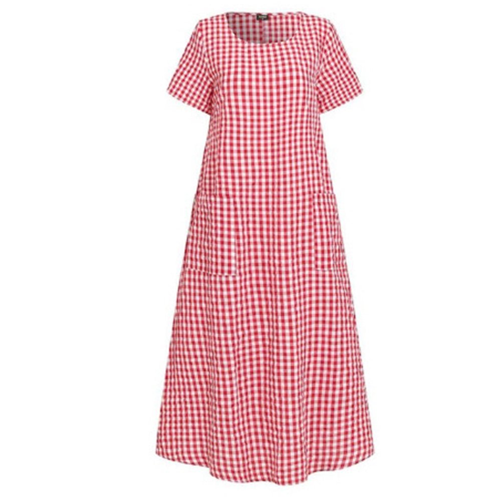 Women's Plaid Print Long Maxi Dress