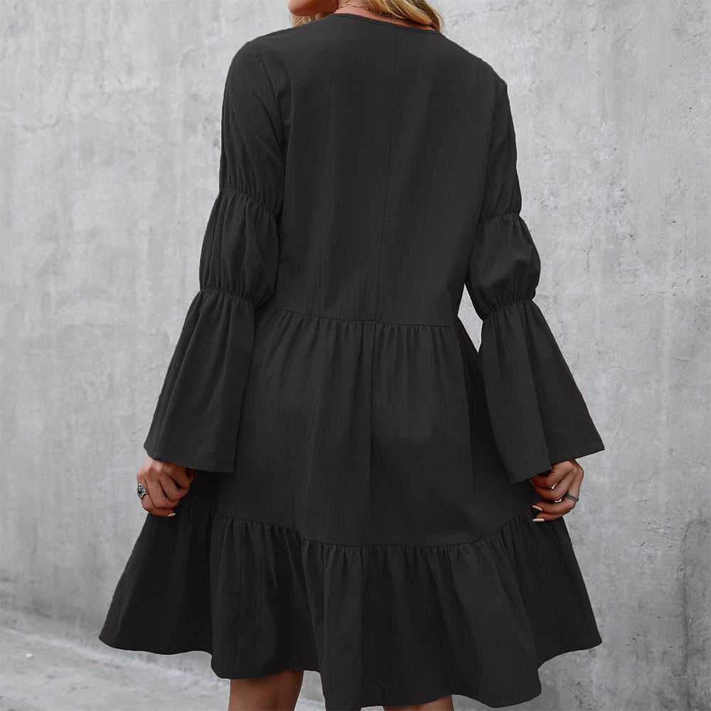 Women Tunic Dress V Neck Casual Loose Flowy Swing Shift Dresses