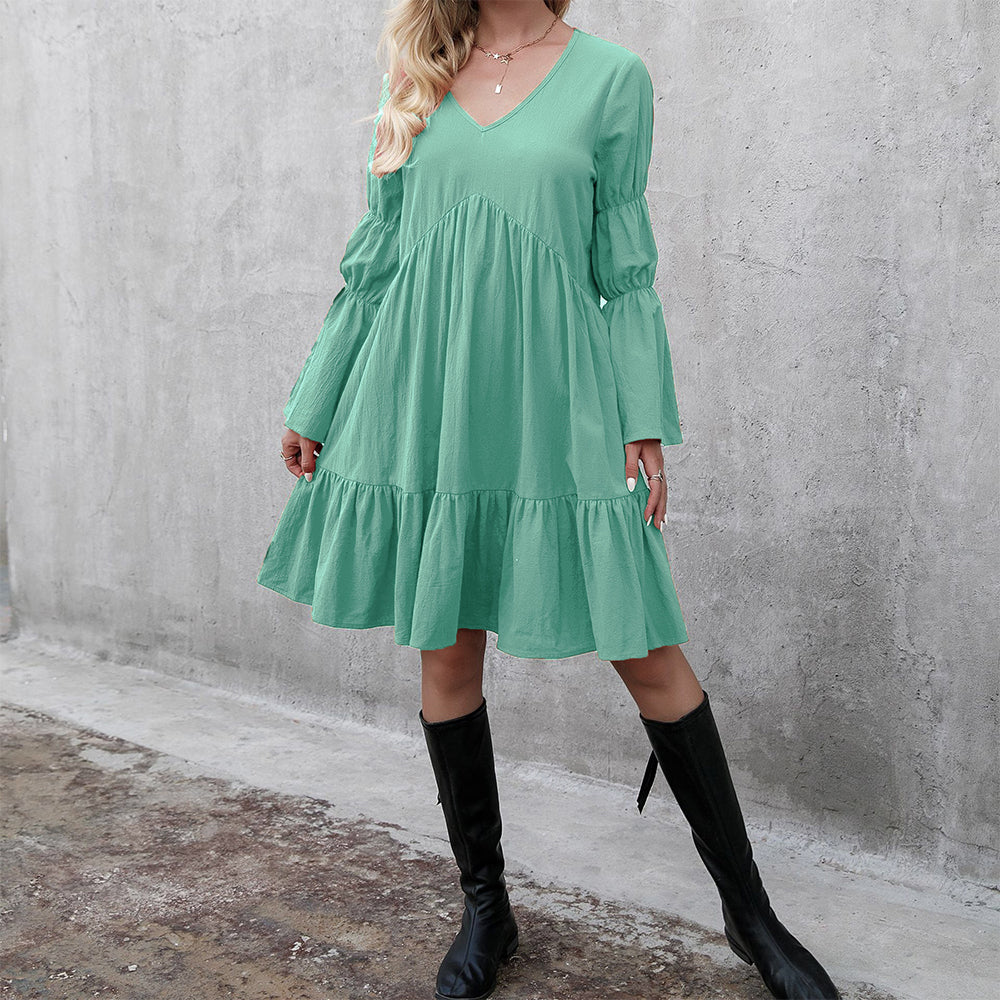 Women Tunic Dress V Neck Casual Loose Flowy Swing Shift Dresses