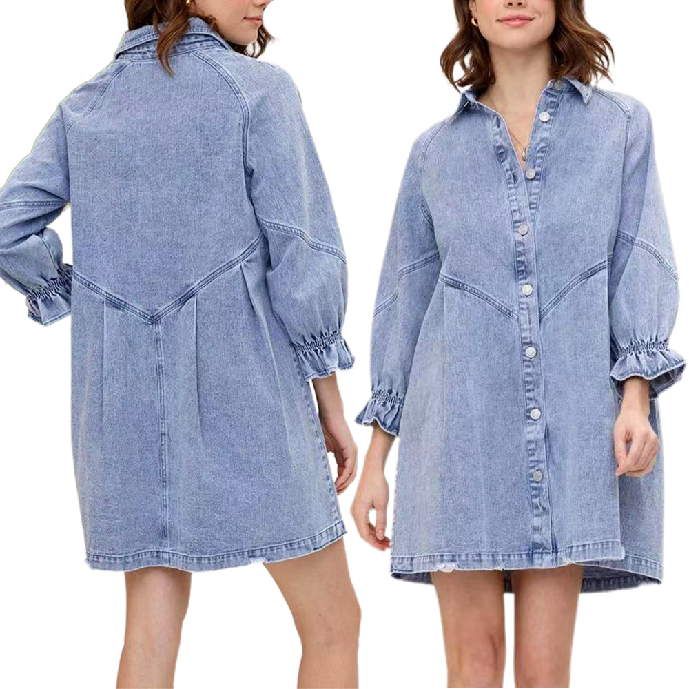 Women's Oversized Distressed Denim Dress
