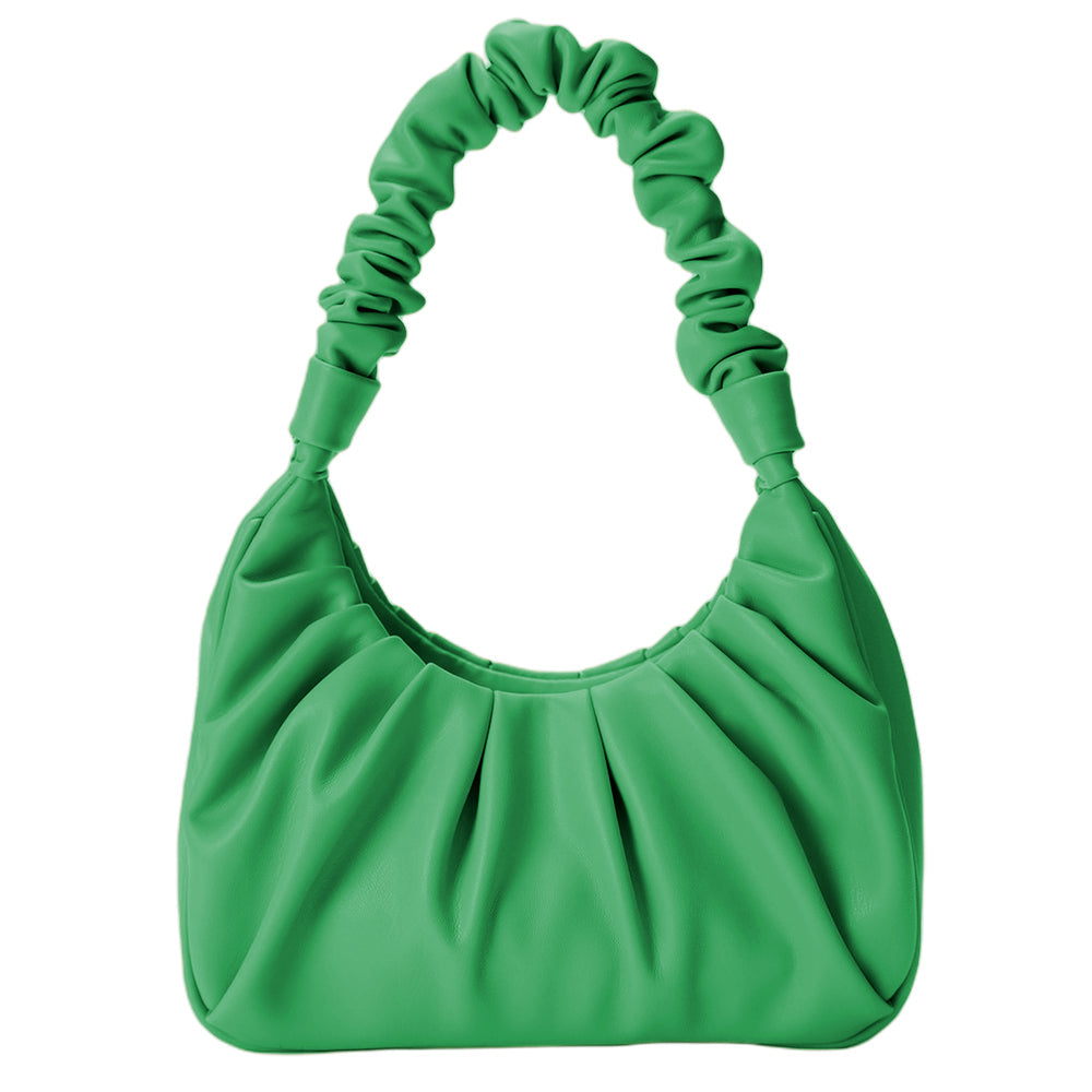 Women's Ruched Hobo Handbag Pleated Underarm Bag Mini Shoulder Bag