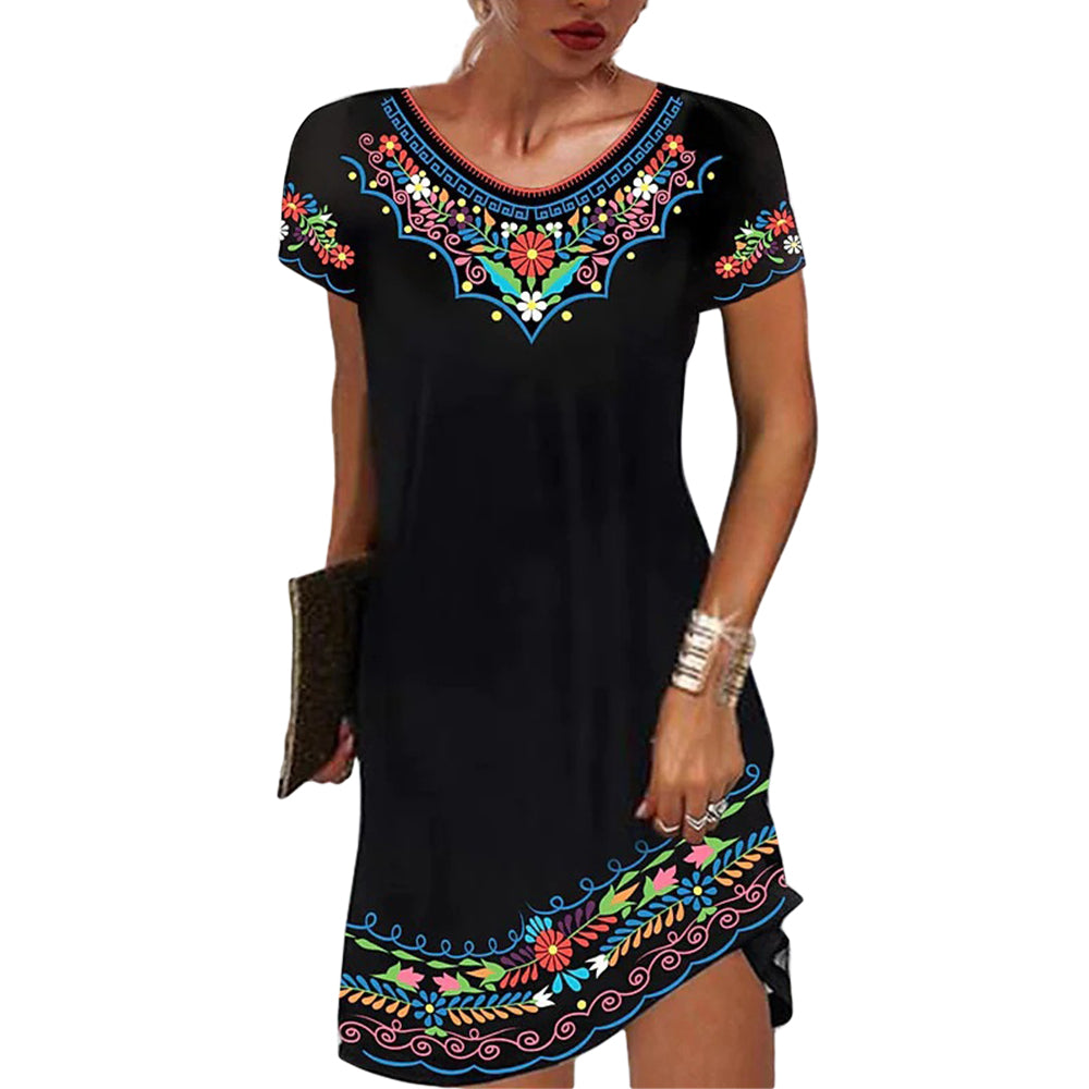 Women's Ethnic Summer T-shirt Dress