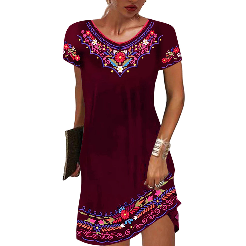 Women's Ethnic Summer T-shirt Dress